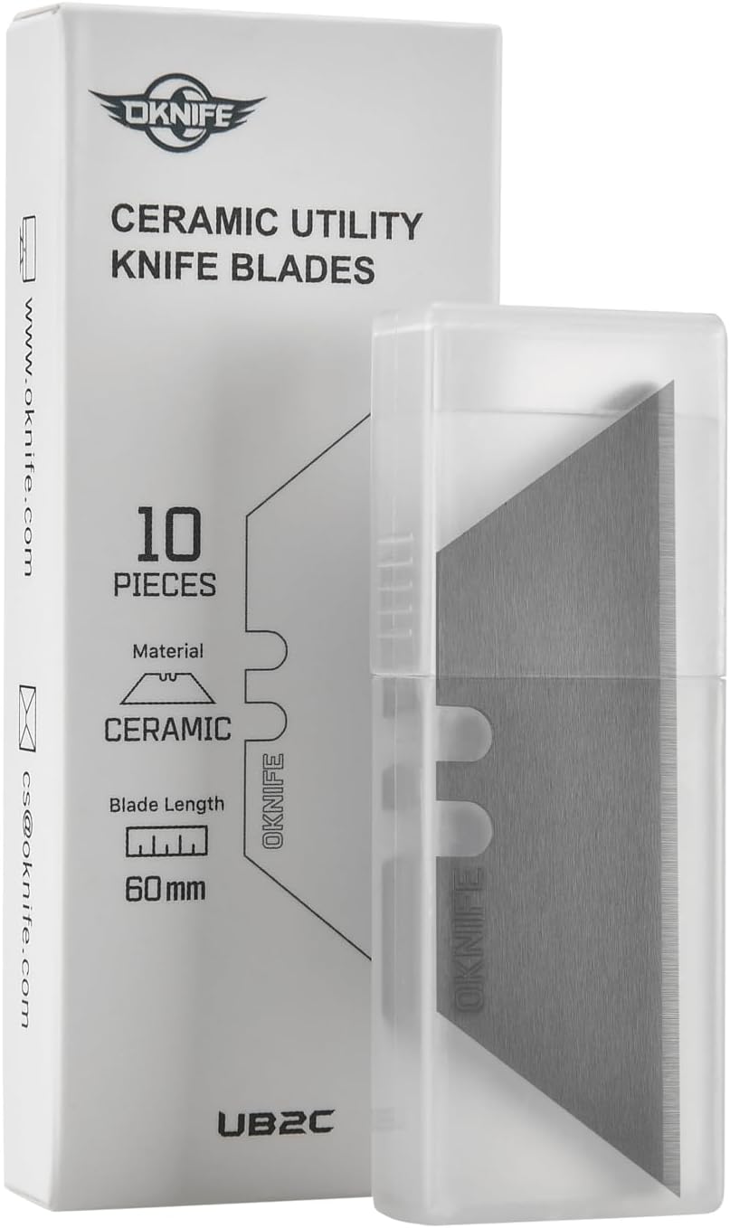 Ceramic Utility Knife Blades 10-Pack for U1, U1 Pro & U1 Ultra | Ceramic Utility Knife Blades, Zirconium Oxide with Flat Brushed Finish, fits Most Standard Utility Knives (Black)