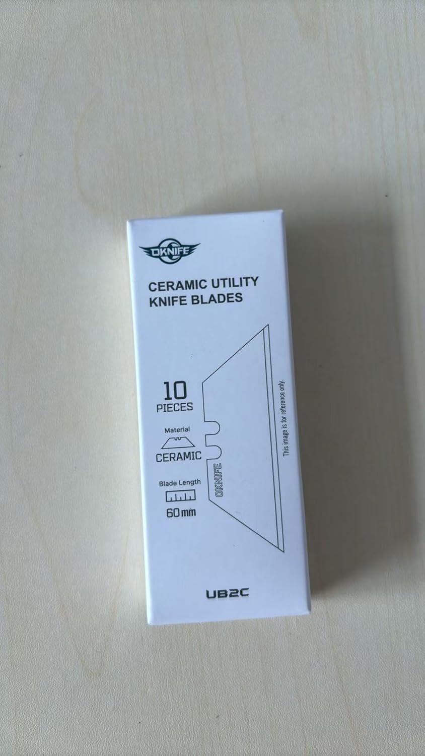 Ceramic Utility Knife Blades 10-Pack for U1, U1 Pro & U1 Ultra | Ceramic Utility Knife Blades, Zirconium Oxide with Flat Brushed Finish, fits Most Standard Utility Knives (Black)