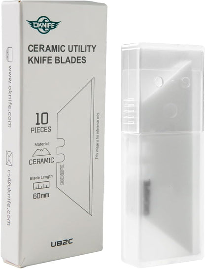 Ceramic Utility Knife Blades 10-Pack for U1, U1 Pro & U1 Ultra | Ceramic Utility Knife Blades, Zirconium Oxide with Flat Brushed Finish, fits Most Standard Utility Knives (Black)