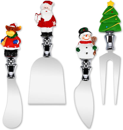 4 Pcs Easter Cheese Knives Set, Resin Handle with Stainless Steel Blade Spreader for Cheese Cream Jam Butter Charcuterie Board Tools