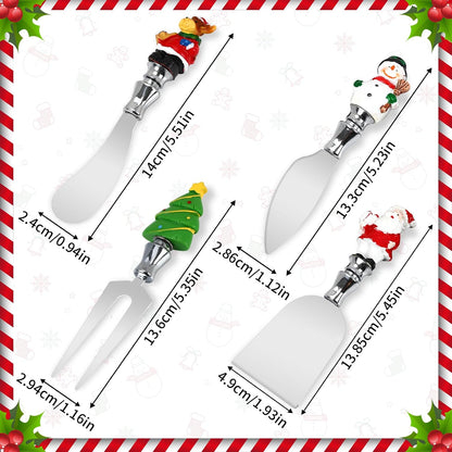 4 Pcs Easter Cheese Knives Set, Resin Handle with Stainless Steel Blade Spreader for Cheese Cream Jam Butter Charcuterie Board Tools