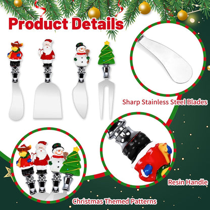 4 Pcs Easter Cheese Knives Set, Resin Handle with Stainless Steel Blade Spreader for Cheese Cream Jam Butter Charcuterie Board Tools