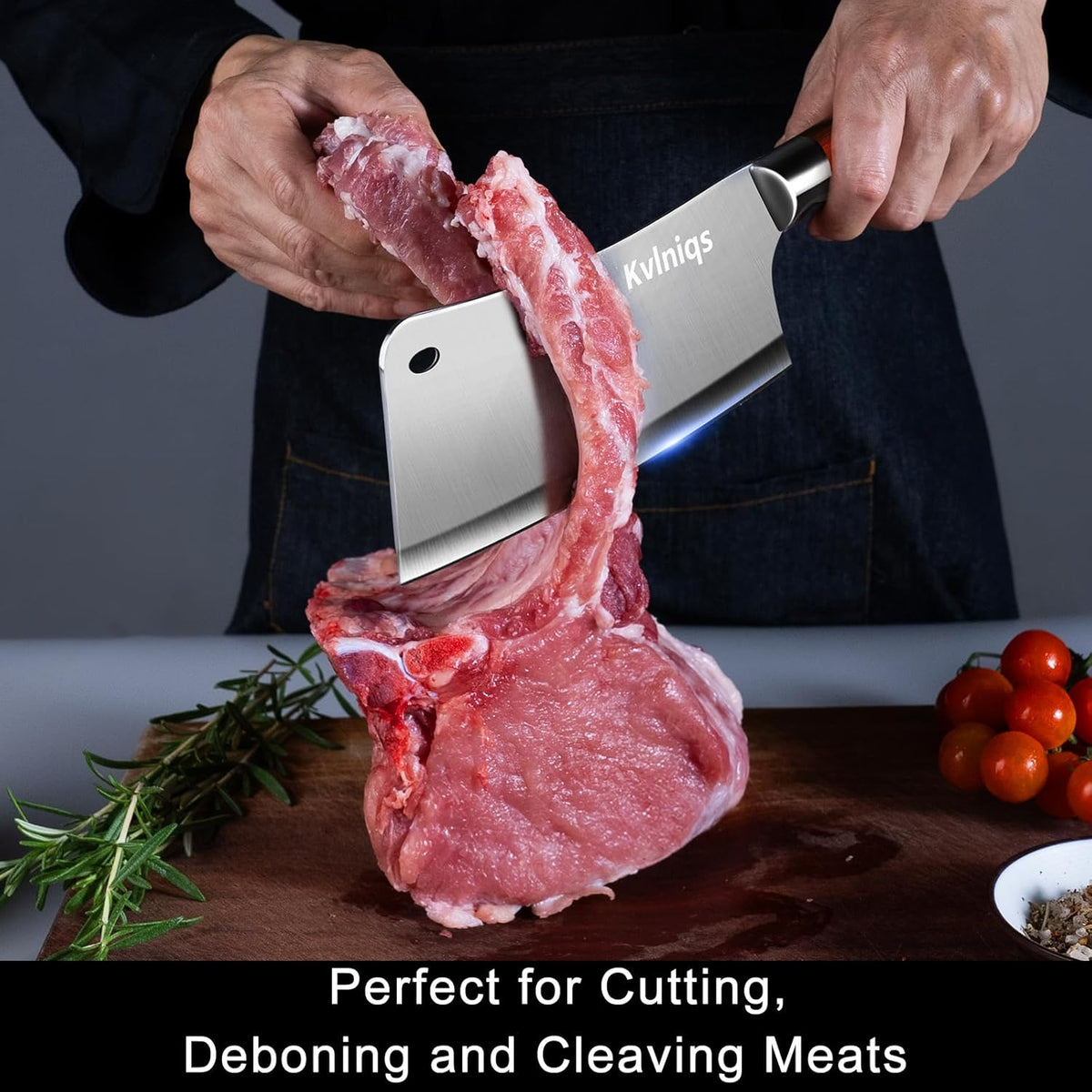 7-inch Butcher Knife Meat Cleaver, Heavy Duty Bone Chopper, Multipurpose Kitchen Chef Knife Chopping Bone, Professional Grade High Carbon Stainless Steel Blade with Full Tang Ergonomic Non-Slip Handle