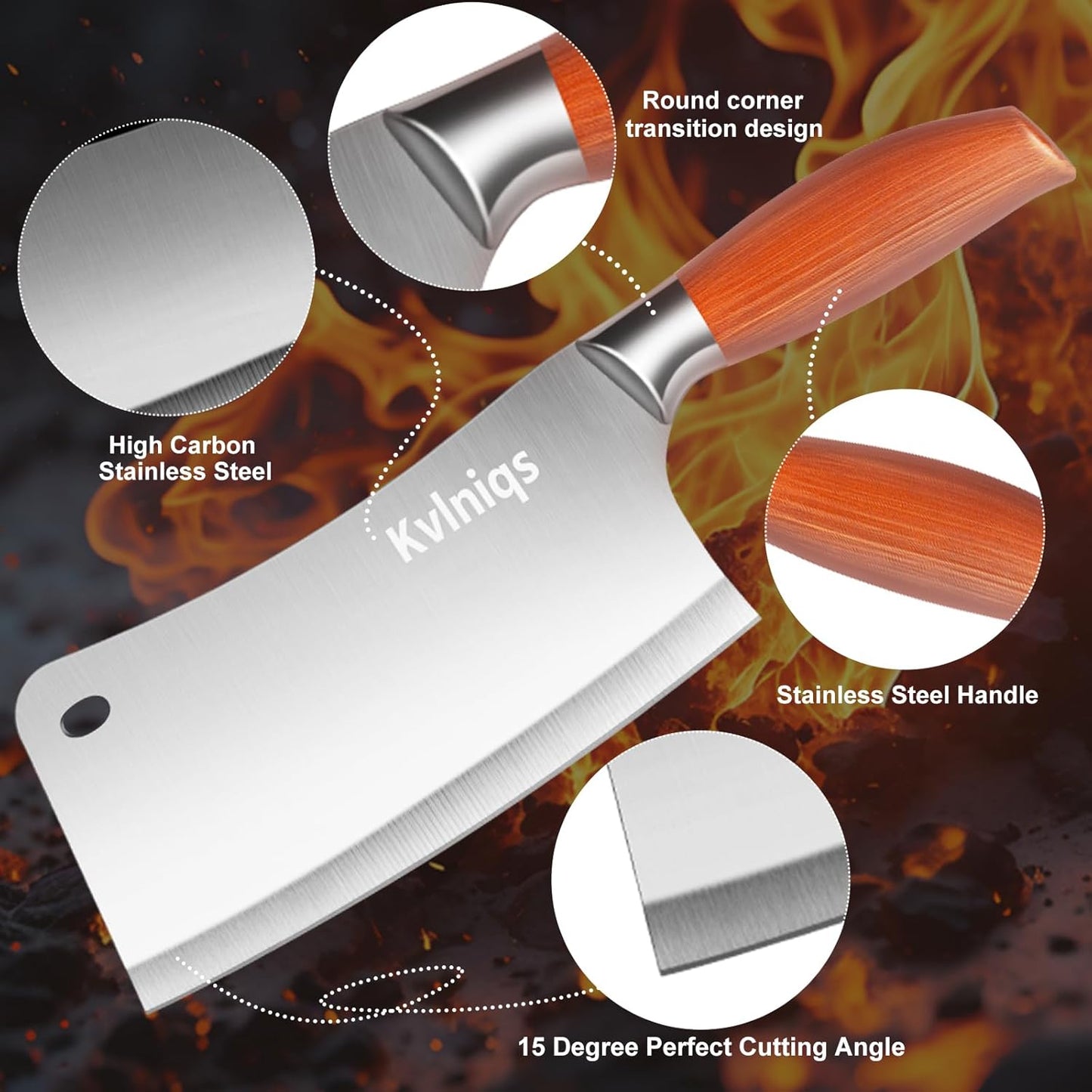 7-inch Butcher Knife Meat Cleaver, Heavy Duty Bone Chopper, Multipurpose Kitchen Chef Knife Chopping Bone, Professional Grade High Carbon Stainless Steel Blade with Full Tang Ergonomic Non-Slip Handle