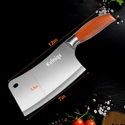 7-inch Butcher Knife Meat Cleaver, Heavy Duty Bone Chopper, Multipurpose Kitchen Chef Knife Chopping Bone, Professional Grade High Carbon Stainless Steel Blade with Full Tang Ergonomic Non-Slip Handle