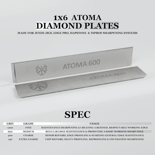 1x6 ATOMA DIAMOND SHARPENING STONE PLATE 600 Grit-for Edge Pro, Hapstone, and TSProf Sharpener