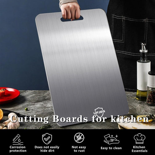 Titanium Cutting Board Set of 3, Titanium Cutting Boards for Kitchen, Non Toxic, Double-Sided Food Grade Chopping Board for Cutting Meat Vegetable Fruit, Outdoor Camping