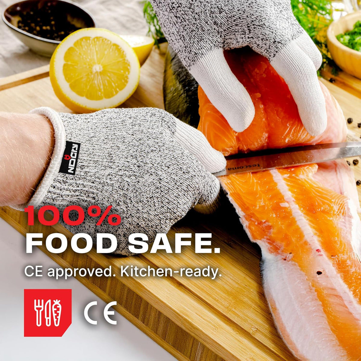 Premium Cut Resistant Gloves Food Grade — 100% Food Safe — Level 5 Meat Cutting Glove for Chefs & Butchers — Perfect Mandoline Glove or Oyster Shucking Gloves with Superior Comfort & Dexterity