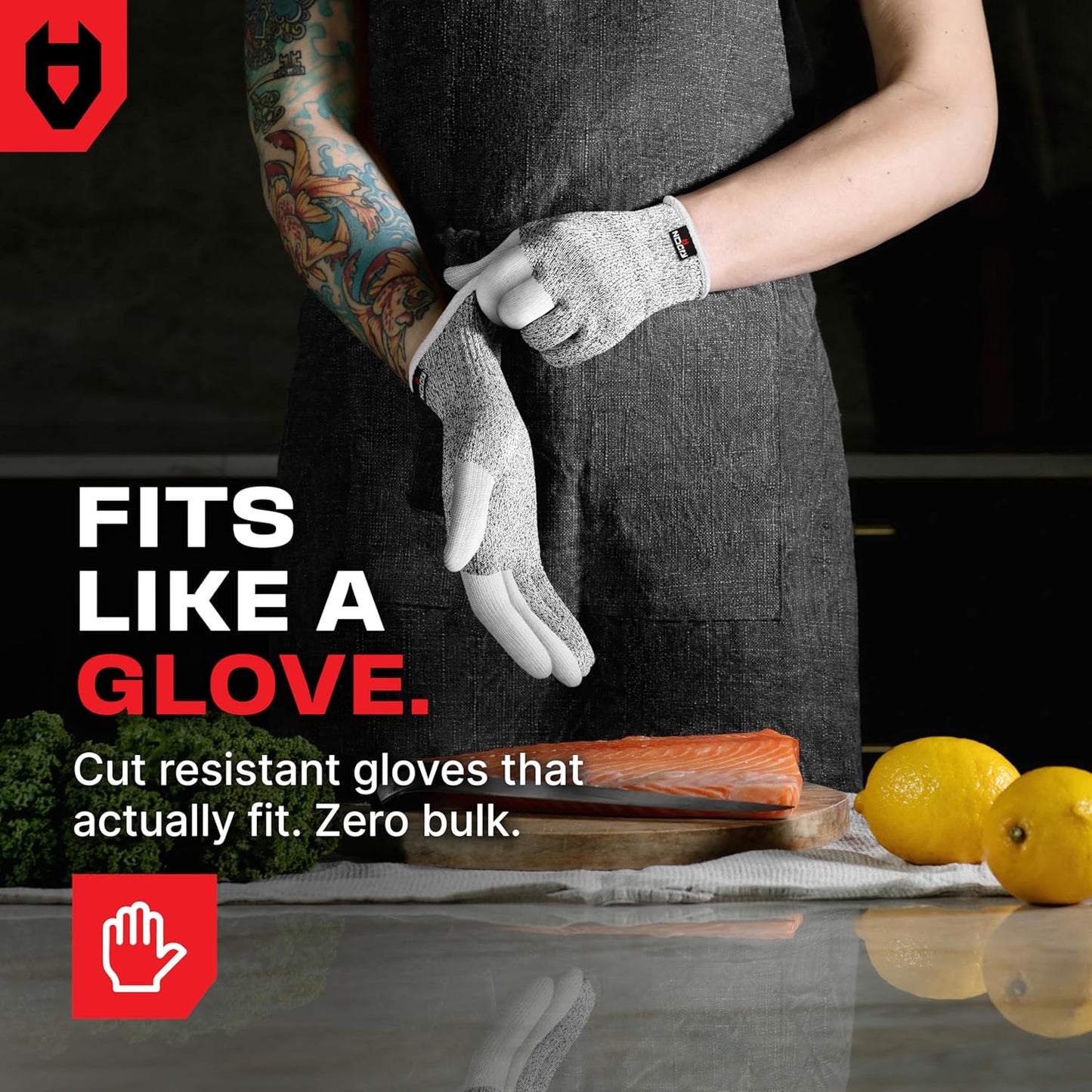 Premium Cut Resistant Gloves Food Grade — 100% Food Safe — Level 5 Meat Cutting Glove for Chefs & Butchers — Perfect Mandoline Glove or Oyster Shucking Gloves with Superior Comfort & Dexterity