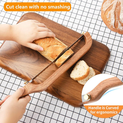 Bread Knife for Homemade Bread Sourdough, Sourdough Knife Slicer for Slicing, Bread Saw Cutter, Wooden Fiddle Bow