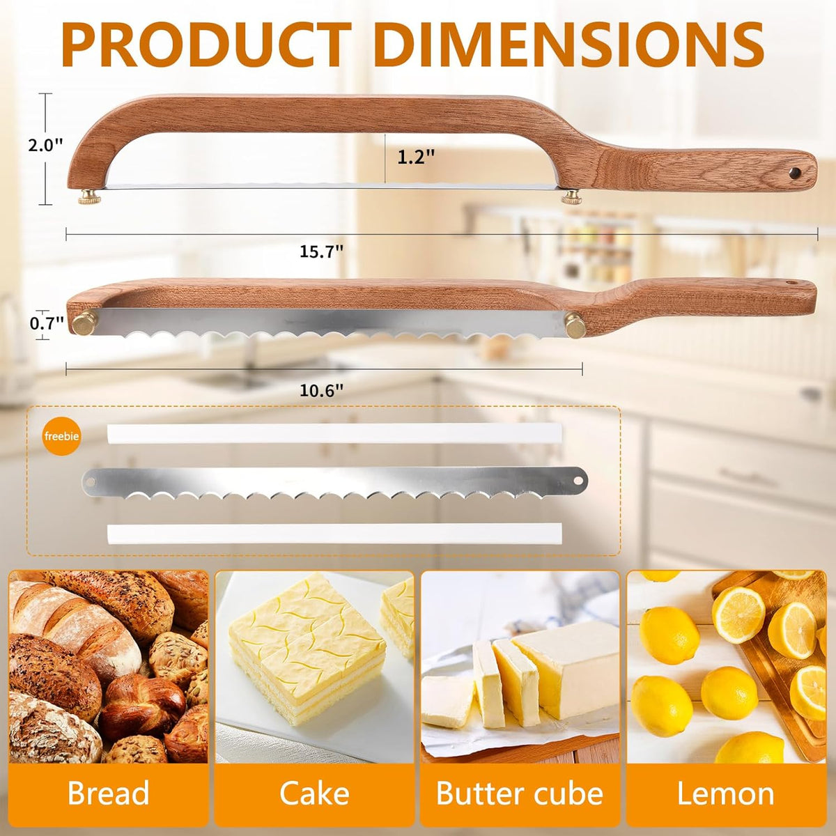 Bread Knife for Homemade Bread Sourdough, Sourdough Knife Slicer for Slicing, Bread Saw Cutter, Wooden Fiddle Bow