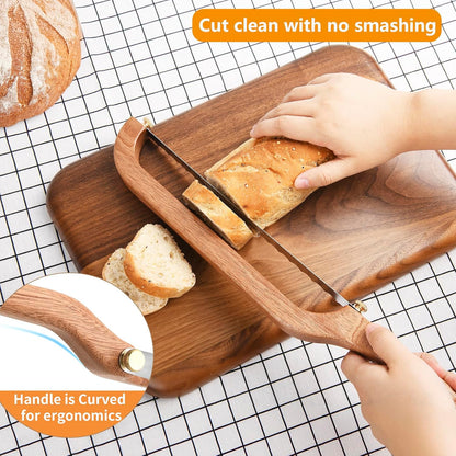 Bread Knife for Homemade Bread Sourdough, Sourdough Knife Slicer for Slicing, Bread Saw Cutter, Wooden Fiddle Bow