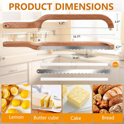 Bread Knife for Homemade Bread Sourdough, Sourdough Knife Slicer for Slicing, Bread Saw Cutter, Wooden Fiddle Bow