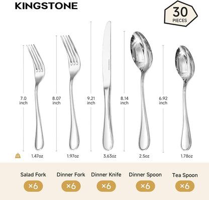 Silverware Set for 8 with Steak Knives, 18/10 Stainless Steel