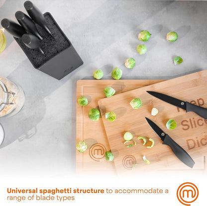 Knife Set with Block, 7pc Kitchen Knives Set with Holder, Black