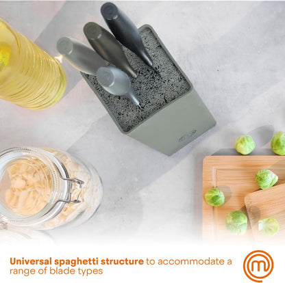 Knife Set with Block, 7pc Kitchen Knives Set with Holder, Black