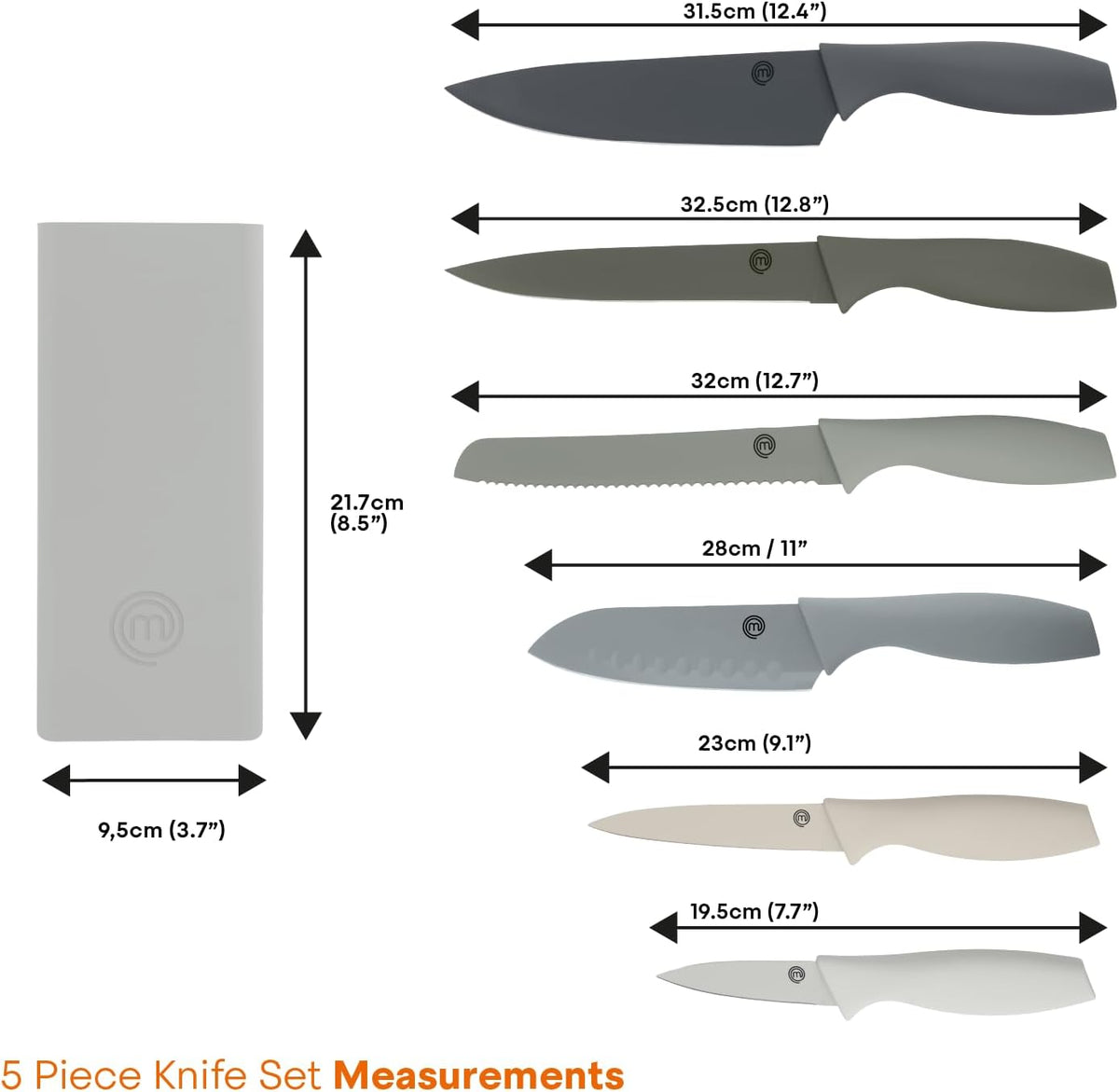 Knife Set with Block, 7pc Kitchen Knives Set with Holder, Black
