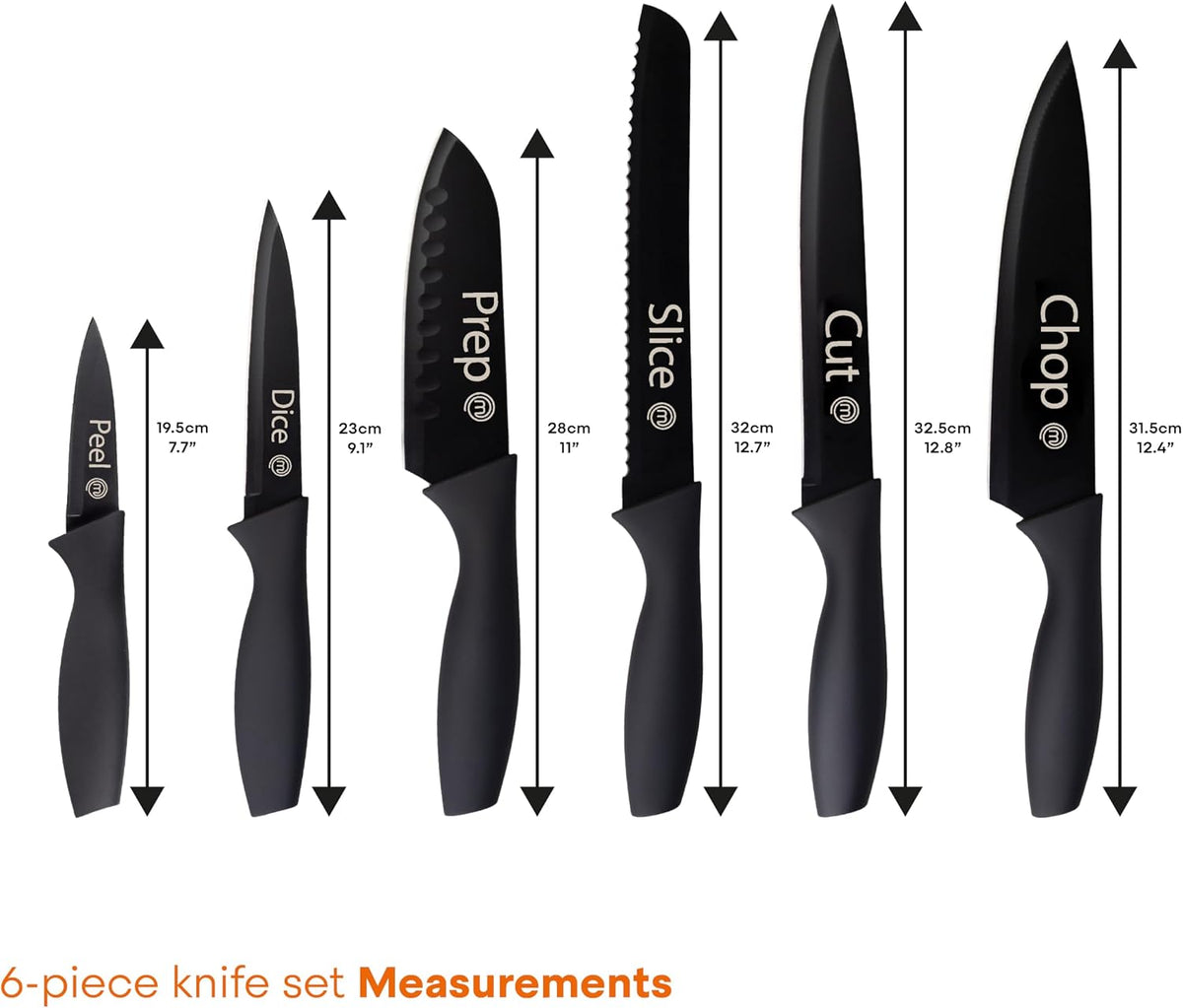Knife Set with Block, 7pc Kitchen Knives Set with Holder, Black