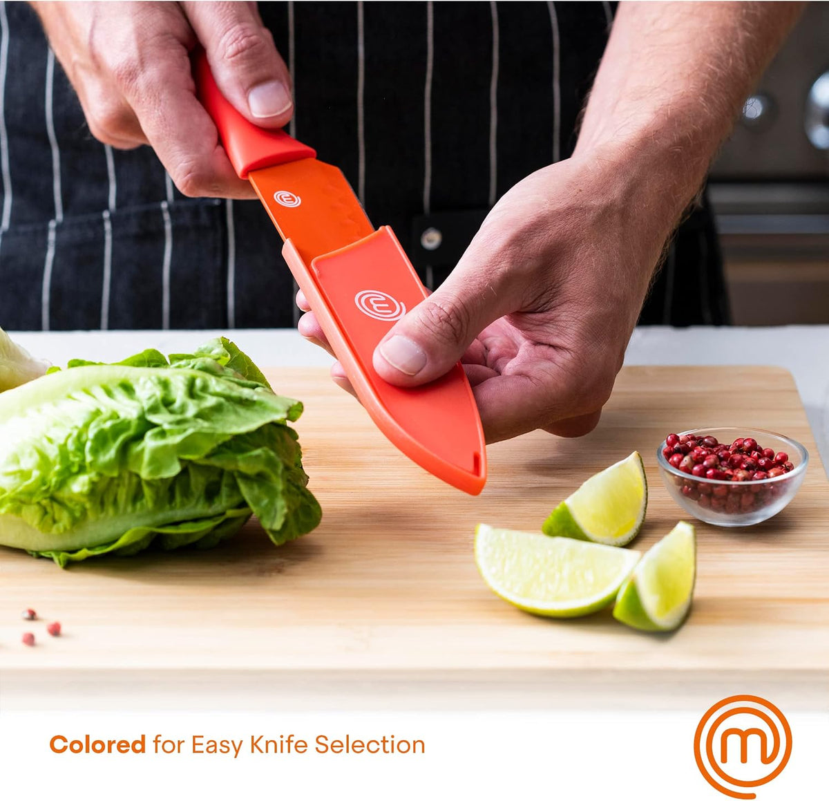 Knife Set with Block, 7pc Kitchen Knives Set with Holder, Black