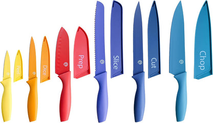 Knife Set with Block, 7pc Kitchen Knives Set with Holder, Black