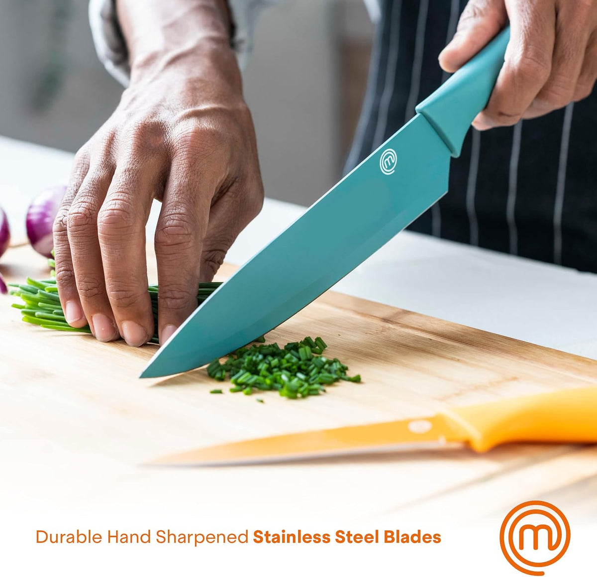 Knife Set with Block, 7pc Kitchen Knives Set with Holder, Black