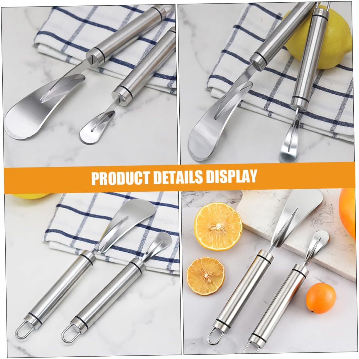 2pcs Citrus Peeler Set with 304 Stainless Steel Orange and Grapefruit Knives Multifunctional Fruit Peeling Tools for Kitchen and Home Use