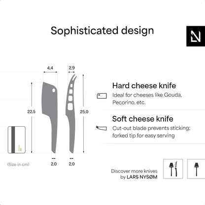 LARS NYSØM Cheese Knife Set Edge 2 pcs. I Cheese Knife Set Made of Stainless Steel I Premium Gift Box I Perfect as Christmas Gift (Stainless Steel)