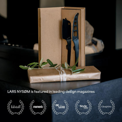 LARS NYSØM Cheese Knife Set Edge 2 pcs. I Cheese Knife Set Made of Stainless Steel I Premium Gift Box I Perfect as Christmas Gift (Stainless Steel)