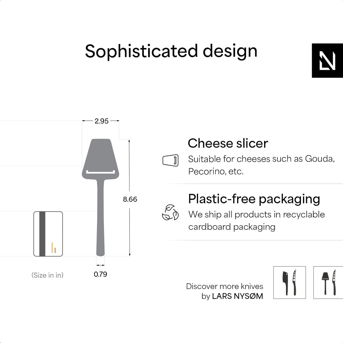 LARS NYSØM Cheese Knife Set Edge 2 pcs. I Cheese Knife Set Made of Stainless Steel I Premium Gift Box I Perfect as Christmas Gift (Stainless Steel)