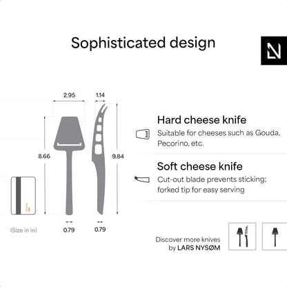 LARS NYSØM Cheese Knife Set Edge 2 pcs. I Cheese Knife Set Made of Stainless Steel I Premium Gift Box I Perfect as Christmas Gift (Stainless Steel)