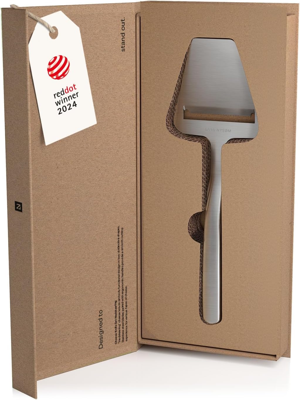 LARS NYSØM Cheese Knife Set Edge 2 pcs. I Cheese Knife Set Made of Stainless Steel I Premium Gift Box I Perfect as Christmas Gift (Stainless Steel)
