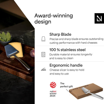 LARS NYSØM Cheese Knife Set Edge 2 pcs. I Cheese Knife Set Made of Stainless Steel I Premium Gift Box I Perfect as Christmas Gift (Stainless Steel)