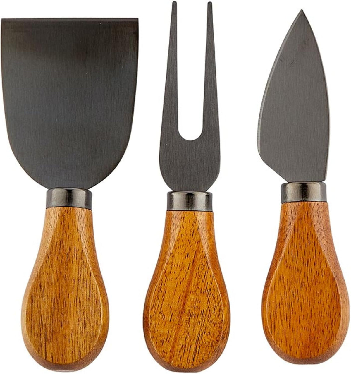 Cheese Knives - Gift Boxed Stainless Steel Wood Handled Bell & Chisel Knife & Fork Set, 3-Piece, Here for the Charcuterie