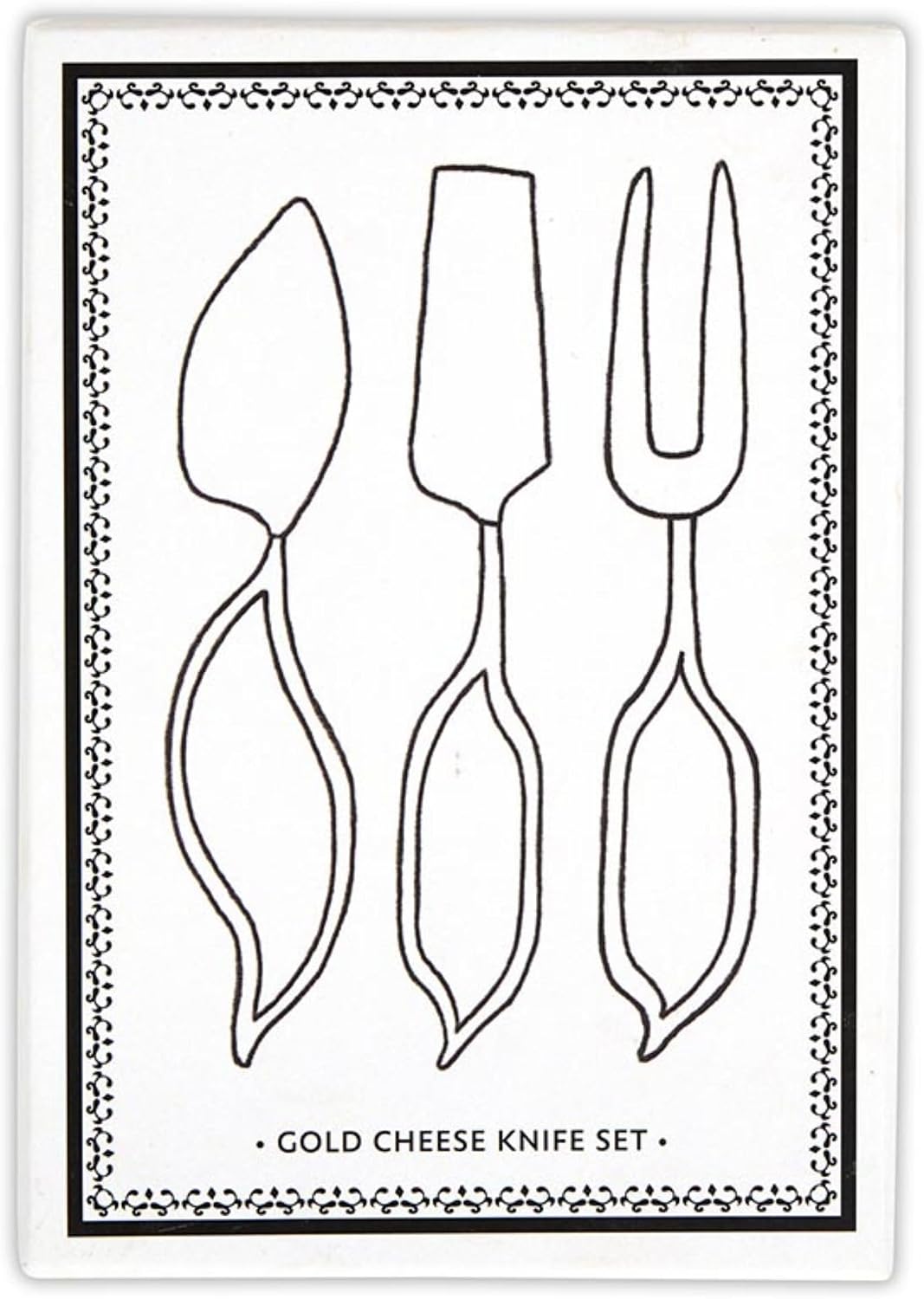 Cheese Knives - Gift Boxed Stainless Steel Wood Handled Bell & Chisel Knife & Fork Set, 3-Piece, Here for the Charcuterie