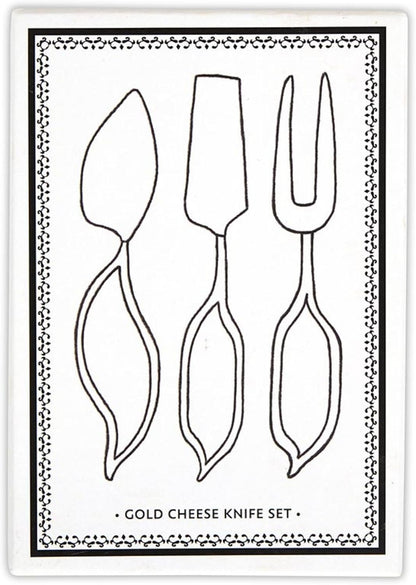 Cheese Knives - Gift Boxed Stainless Steel Wood Handled Bell & Chisel Knife & Fork Set, 3-Piece, Here for the Charcuterie