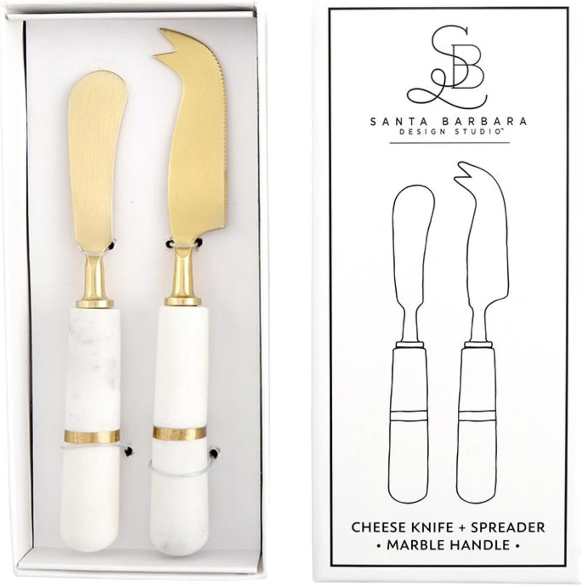 Cheese Knives - Gift Boxed Stainless Steel Wood Handled Bell & Chisel Knife & Fork Set, 3-Piece, Here for the Charcuterie