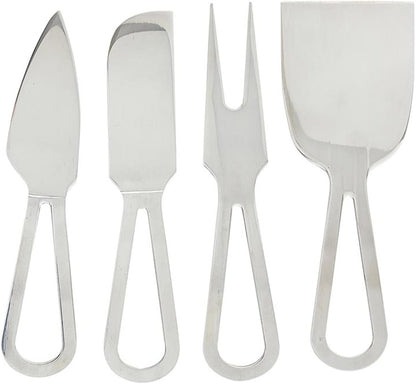 Cheese Knives - Gift Boxed Stainless Steel Wood Handled Bell & Chisel Knife & Fork Set, 3-Piece, Here for the Charcuterie