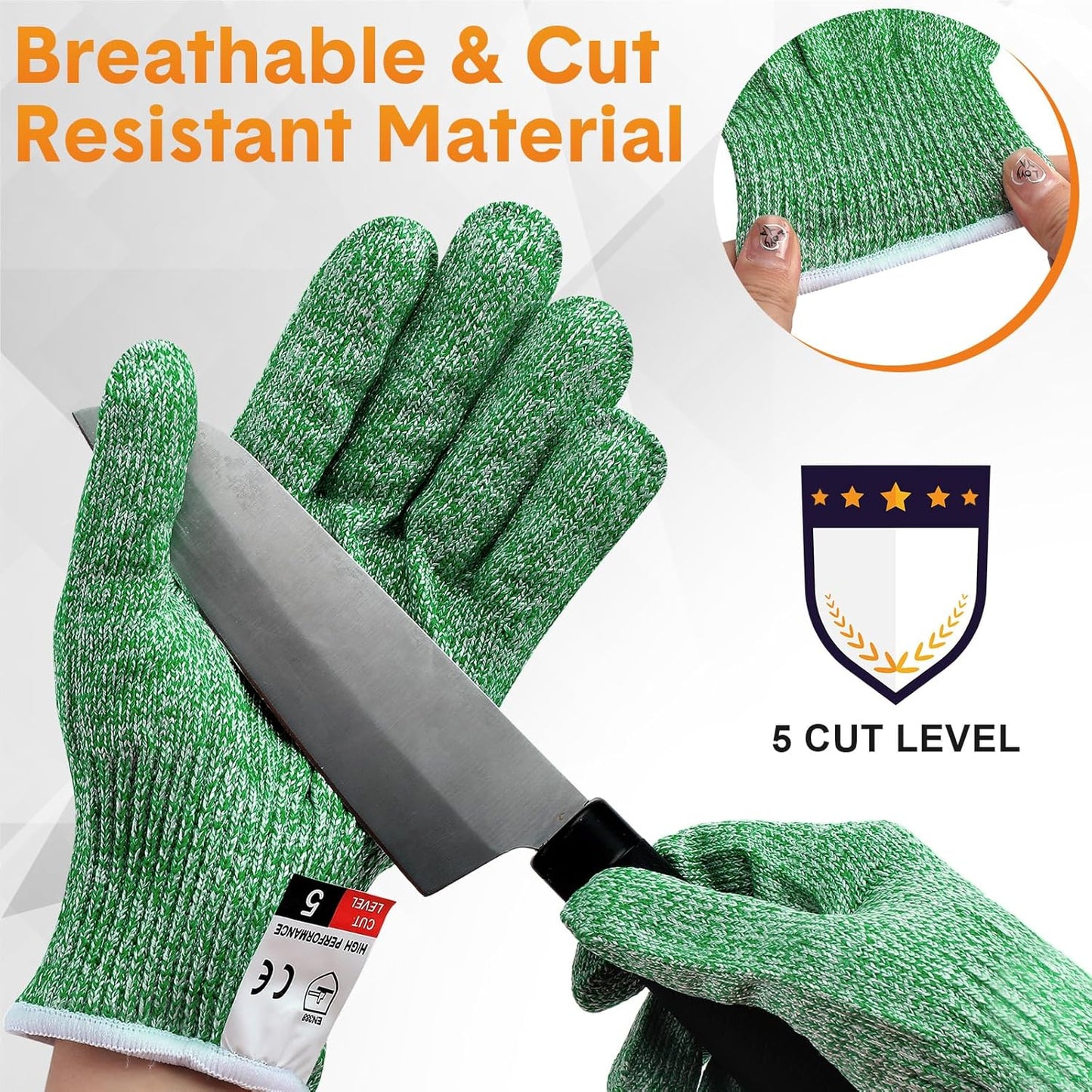 12 Pairs Cut Resistant Gloves Level 5 Protection Safety Cutting Kitchen Cuts Gloves for Chefs Garden
