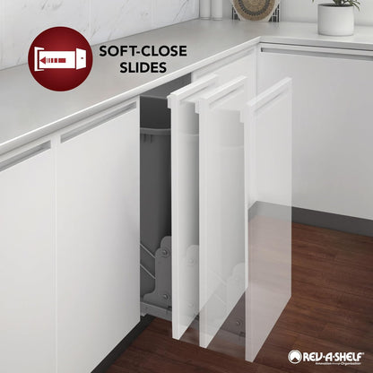 Wood Base Cabinet Knife Block Pullout Organizer w/Soft-Close