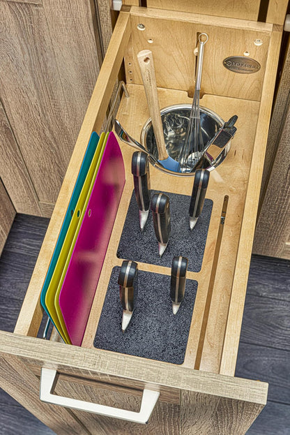 Wood Base Cabinet Knife Block Pullout Organizer w/Soft-Close