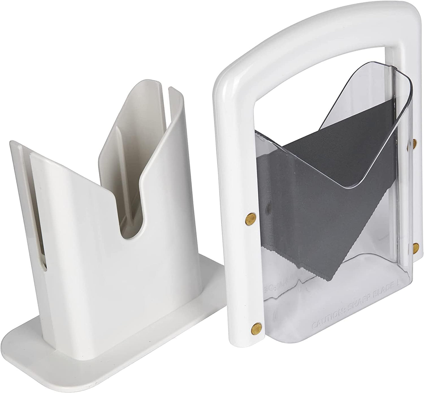 Bagel Biter Bagel Slicer and Cutter - Slices Bagels, English Muffins, Buns and Rolls Evenly and Safely - High-Carbon Stainless Steel Blade with Acrylic Safety Shield, Dishwasher Safe