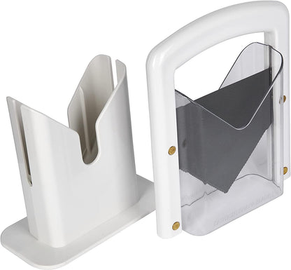Bagel Biter Bagel Slicer and Cutter - Slices Bagels, English Muffins, Buns and Rolls Evenly and Safely - High-Carbon Stainless Steel Blade with Acrylic Safety Shield, Dishwasher Safe