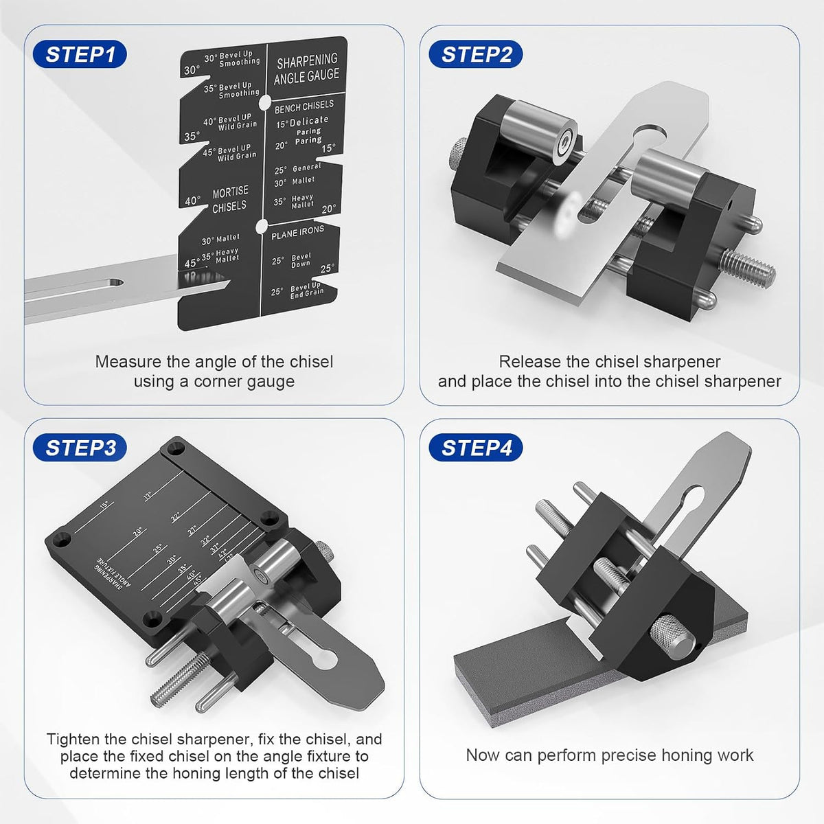 Chisel Sharpening Jig Kit with Adjustable Honing Guide