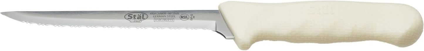 6" Utility Knife, Wavy Edge, White PP Hdl