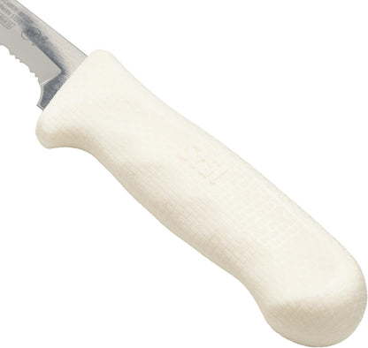 6" Utility Knife, Wavy Edge, White PP Hdl