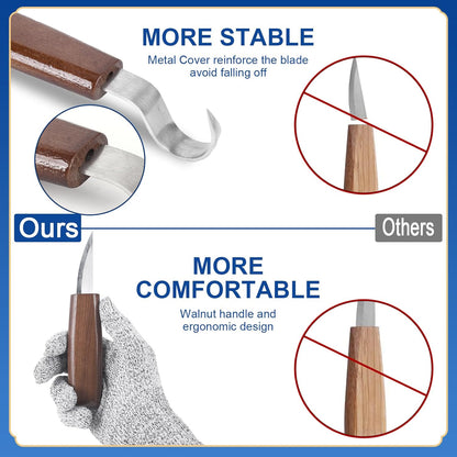 Wood Carving Kit Whittling Kit 26pcs Wood Carving Tools Knife Set with 3 Wood Carving Knives 8 Detail Knives 8 Blocks, Whittling Kit DIY Hobbies for Beginners Adults Kids - Gift for Men Teens