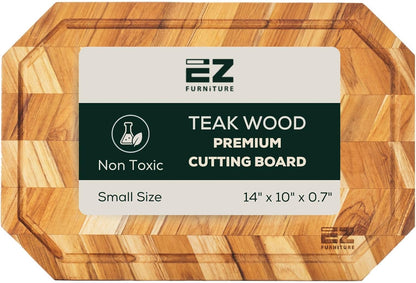 Extra Large (XL) Teak Edge Grain Cutting Board, Reversible, Knife-Friendly Charcuterie Butcher Block, Juice Groove & Handles, Non-Toxic, Gift Box Included (Herringbone, 24" x 18" x 1.15")