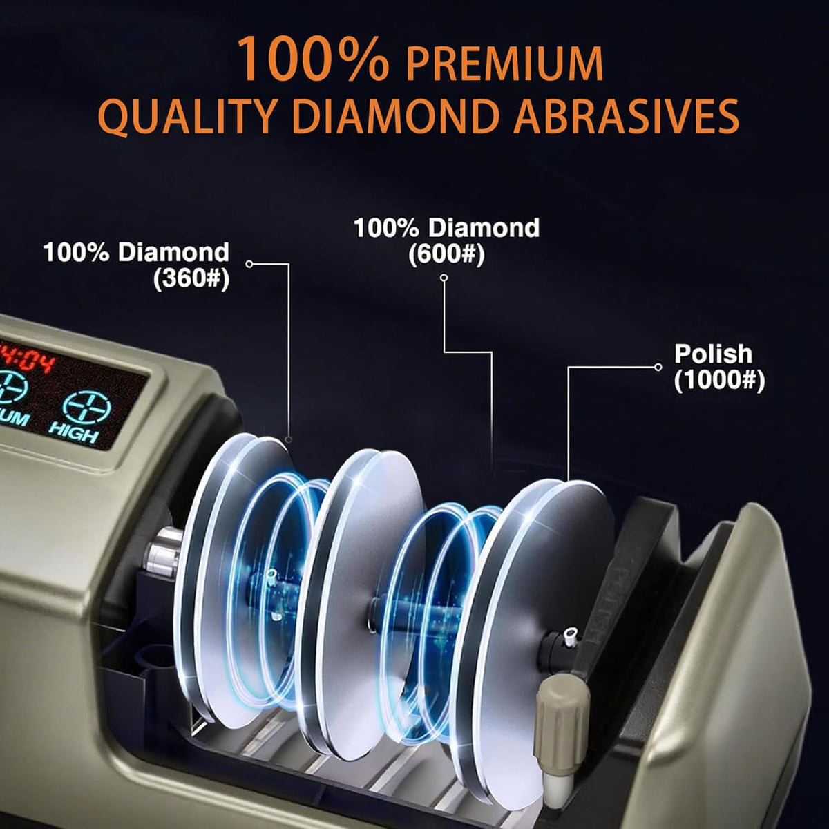 5-in-1 Electric Knife Sharpener for Kitchen Knives, Scissor Sharpener with 3-Speed & 100% Diamond Abrasives -Quickly Sharpening for Straight, Serrated, Cleaver Knives, Kitchen Gifts for Mom