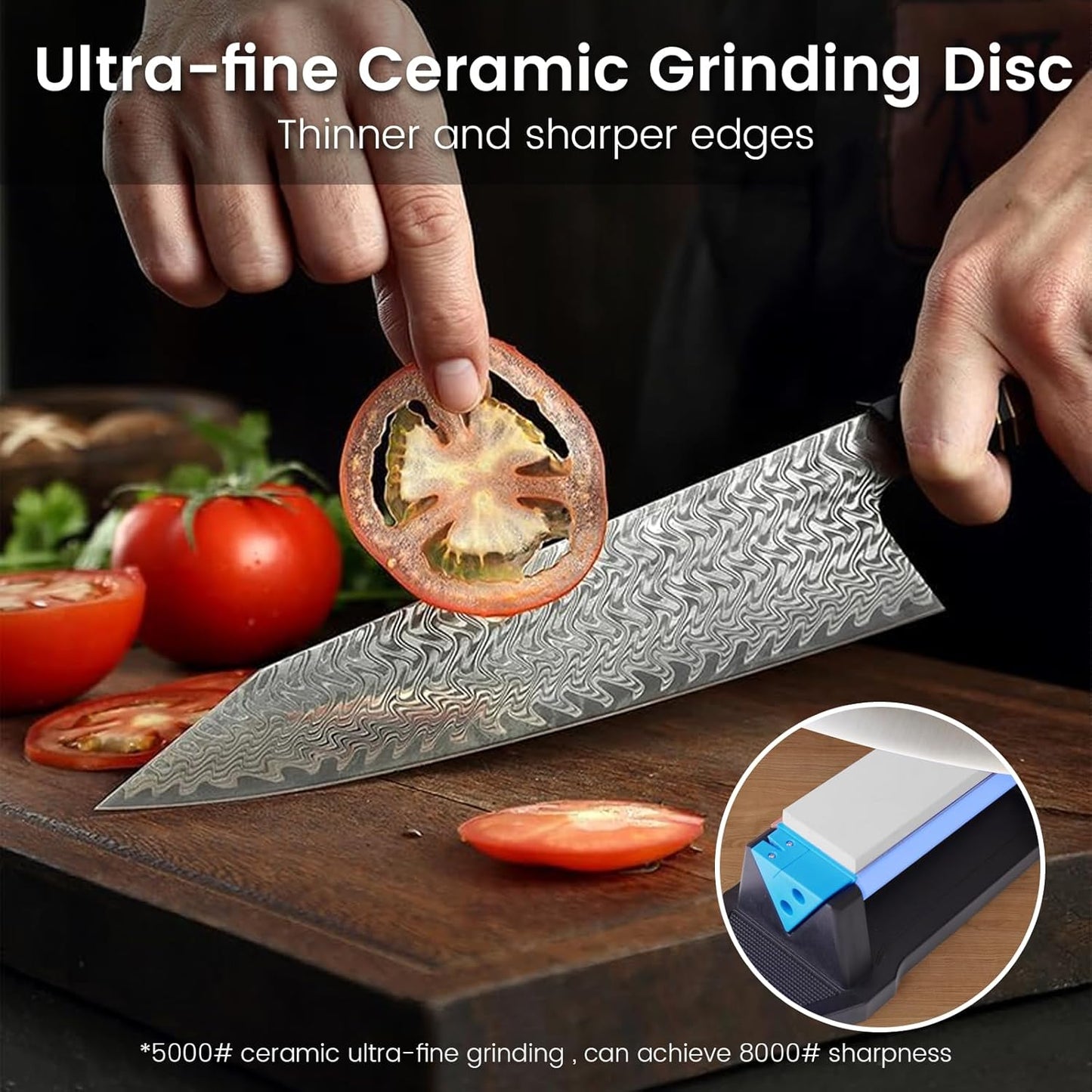 3-Sided Sharpening Stone Kit, 400/1000/5000 Grit Knife Sharpening Stone with Leather Strop, Angle Guide & Non-Slip Base, Professional Whetstone Knife Sharpener for Kitchen Knives, Scissors