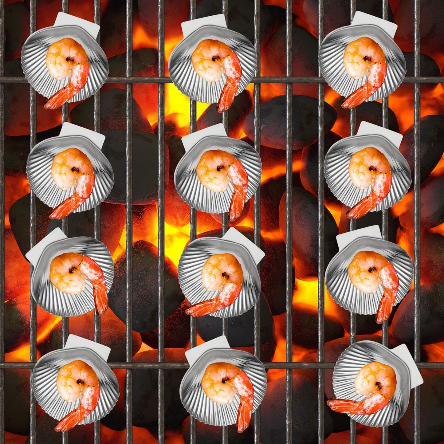 Grillable Shells, Stainless Steel Grillable Oyster Shells, Set of 12 | Grill or Bake Oysters | Durable Stainless Steel Grilling Shells | Cook & Serve Oysters | Seafood Barbeque Accessories